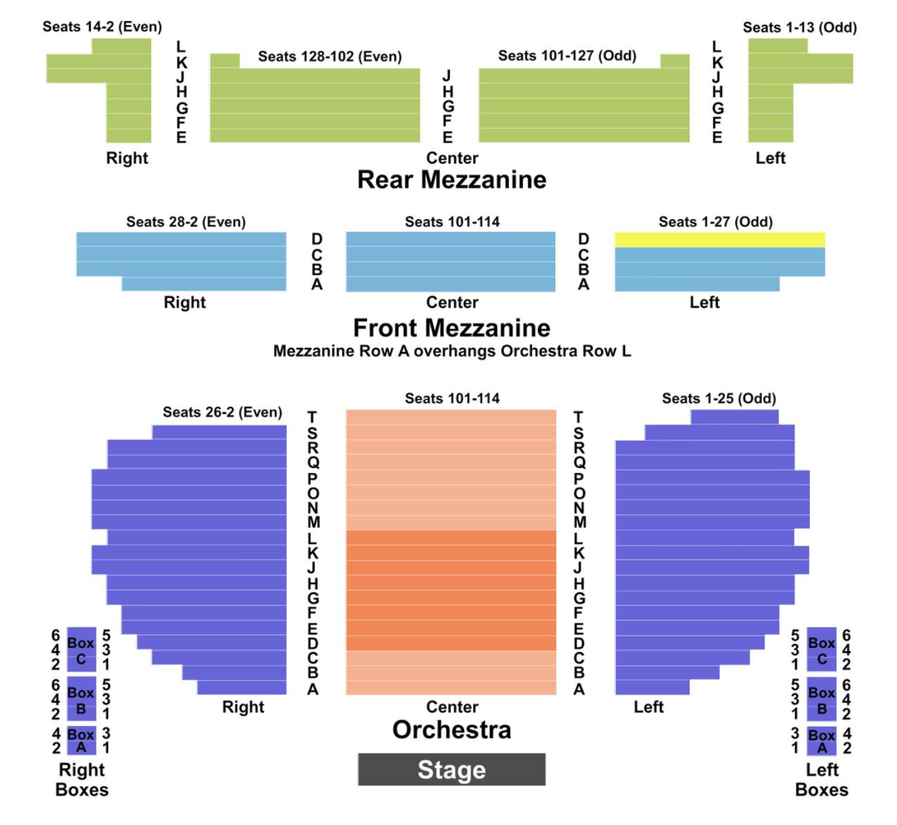 Eugene O'Neill Seating Chart + Section, Row & Seat Number Info